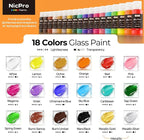 Nicpro 18 Colors Stained Glass Paint Set, 1oz / 30ml Waterproof Acrylic Enamel - Image 7