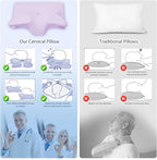 Cervical Pillow for Neck Pain Relief, Cooling Contour Memory Foam Pillows - Image 2