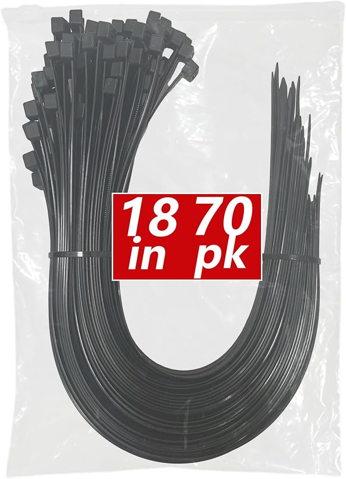200lb Zip Ties Heavy Duty 18 Inch 70pcs, Large Black Cable Tie, Thick Heat - Image 9