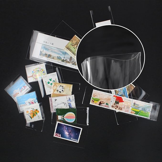 800Pcs 8 Sizes OPP Stamp Protection Bags, Stamp Collecting Supplies, Philatelic - Image 7