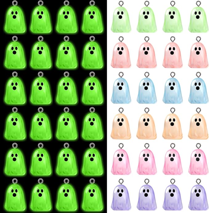 Augshy 64Pcs Halloween Luminous Mini Resin Ghost Charms Jewelry Making | by Augshy