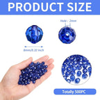 BONNY BOXX 500pcs 8mm Acrylic Faceted Round Crystal Beads Transparent Sapphire - Image 3