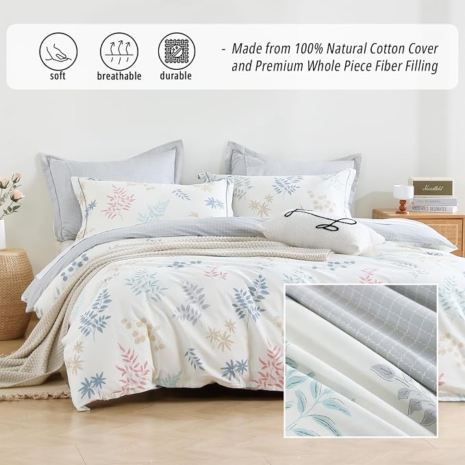 LEMIROE White Cotton Comforter Queen Size 3Pcs - Image 2