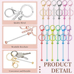 Tondiamo 12 Pcs Beadable Keychains Bars Bulk Blank Beaded Metal Keychain - Image 4