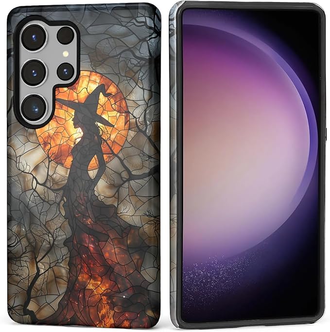 Case for Samsung Galaxy S25 Ultra Case, Halloween Witch Moon Stained Glass by Kapadiy