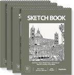 9" x 12" Sketch Book, Spiral Bound Sketch Pad, 4 Pack 50 Sheets 68lb/100gsm by Hapikalor
