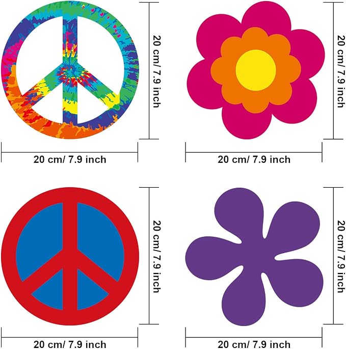Gejoy 20 Pcs Hippie Party Flower Cutouts 60s 70s Groovy Party Cutouts - Image 2