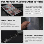 Collectible Trading Card Albums, 4 Pocket Card Binder, 400 Double Sided Pocket - Image 4