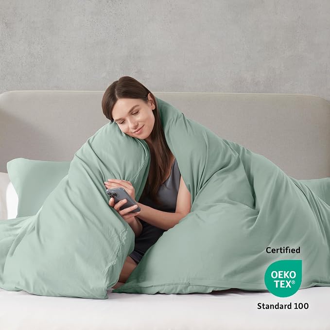 Nestl Sage Green Duvet Cover Queen Size - Image 3