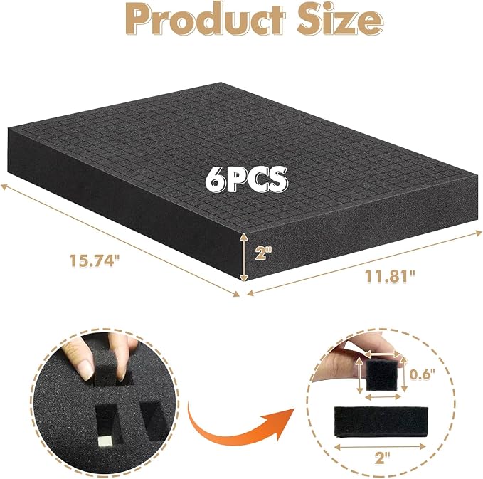 6Pcs Pick and Pluck Foam Large Size Apart Foam Insert Pre-Cubed Pick Padding - Image 2