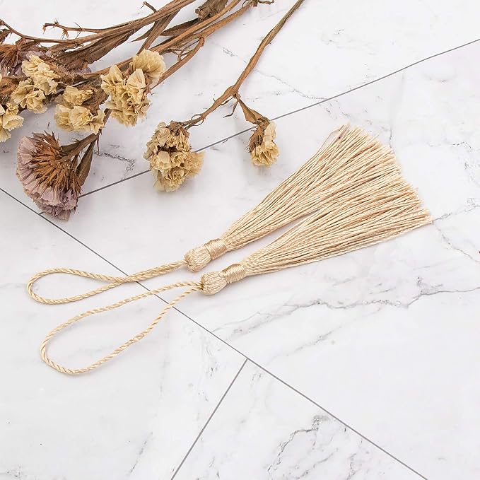 VAPKER 100 Pieces Wheat Color 13cm/5-Inch Silky Handmade Soft Tassels Floss - Image 4