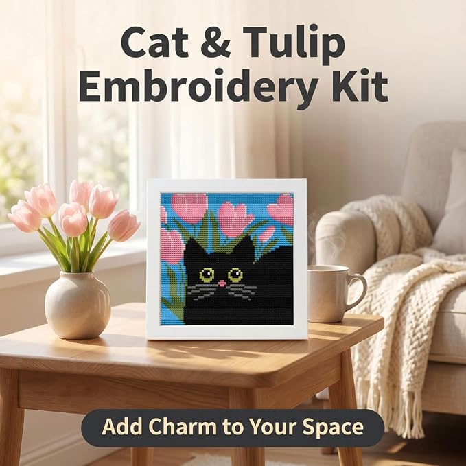WUSARPLY Black Cat Stamped Cross Stitch Kits - Image 9
