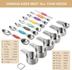 Stainless Steel Measuring Cups & Spoons Set, EWFEN Kitchen Tools Nesting - Image 2