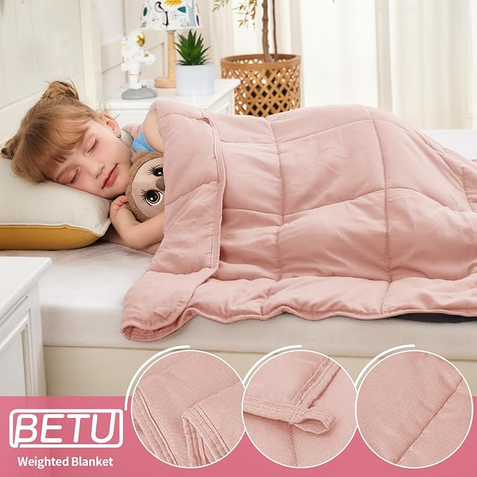 Pink Weighted Blanket Kids 7lbs, Cooling Heavy Throw Blanket - Image 5