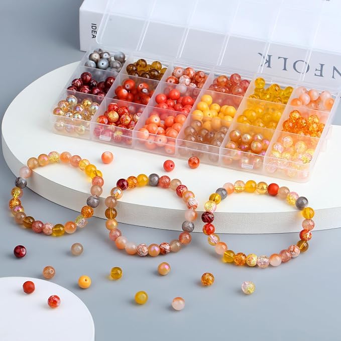 DUQGUHO 8mm Orange Beads for Jewelry Making Orange Glass Beads for Crafts - Image 3