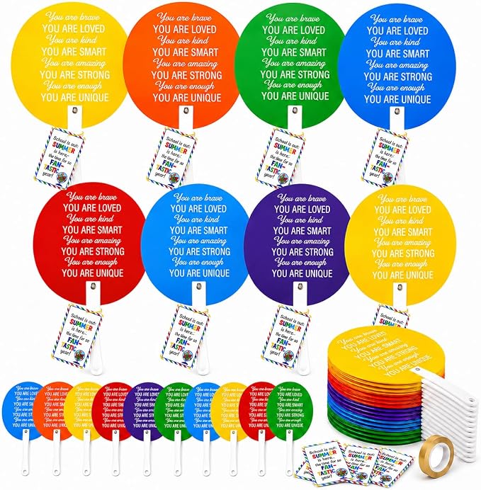 Cinrobiye 24 Pack Plastic Hand Fans Bulk, Colorful Handheld Cooling Fans by Cinrobiye