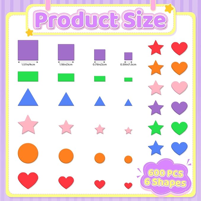 600Pcs Foam Stickers Foam Shape Stickers - Image 2
