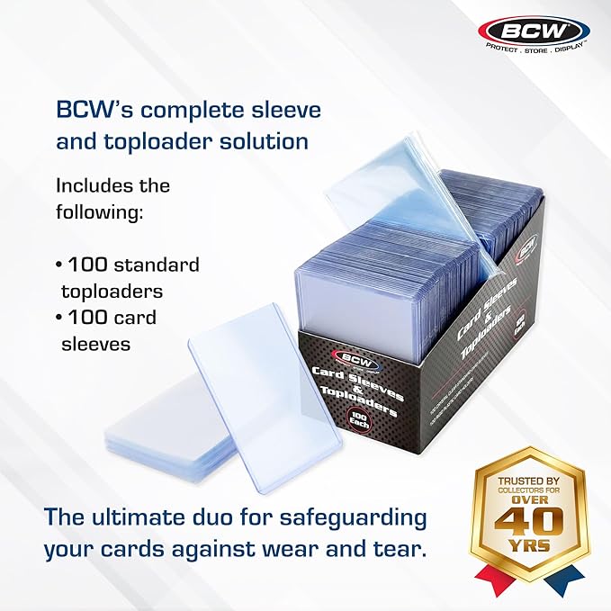 BCW Card Sleeves and Toploaders Combo Pack | 100 Toploaders & 100 Penny Sleeves - Image 2