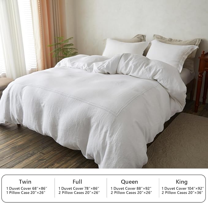 Simple&Opulence 100% Washed Linen Duvet Cover Set 88"x92" - Image 7