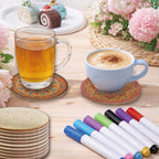 26PCS Wood Coasters Craft Kit 10 Paint You Own Coaster - Image 4