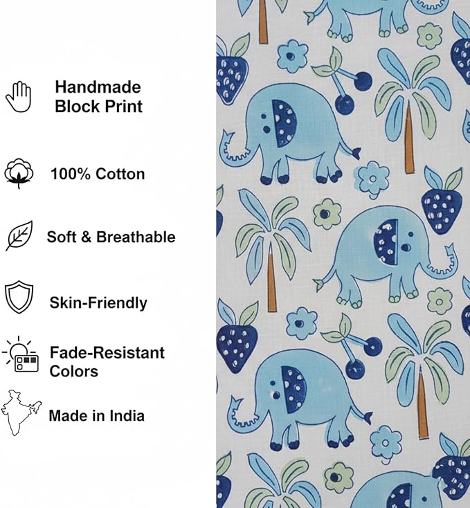 E-Tailor® Hand-Block Printed Pre-Cut Cotton Fabric Ideal - Image 4