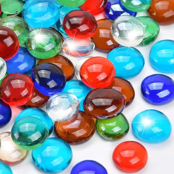 5LB Mixed Color Flat Glass Marbles by RUOJAS