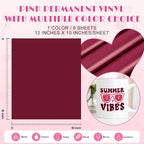 Tintnut Rouge Permanent Vinyl 8 Sheets 12''x10'' Adhesive Vinyl | Solid color - Image 2