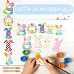 30Pcs Paintable Wooden Easter Bunnies Ornaments Unfinished Wood Cutouts - Image 2