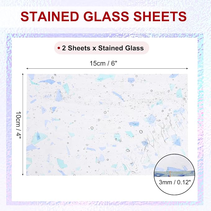 PATIKIL 4 x 6 Inch Transparent Stained Glass Sheets, 2 Sheets Mosaic Glass - Image 2
