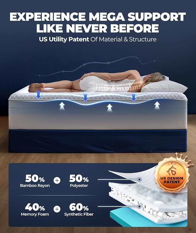 5 Inch Mega Support Memory Foam Twin XL Mattress Topper - Image 3