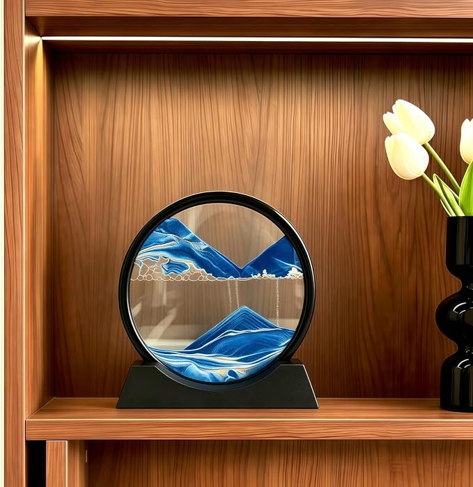 Moving Sand Art Picture- Sand Art Liquid Motion 3D Sandscape, Round Glass Frame - Image 4