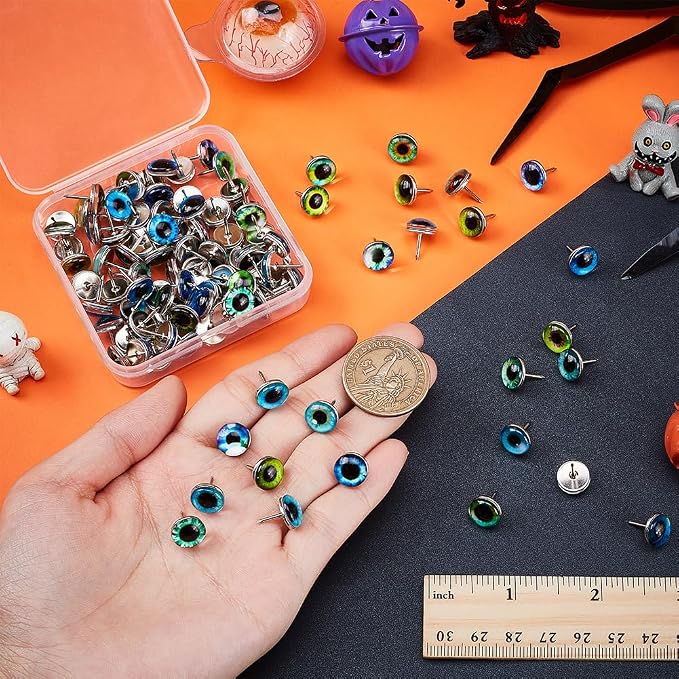 PH PandaHall 100pcs 50 Styles Eyeball Push Pins Thumb Tacks Mini Decorative - Image 3