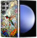for Samsung Galaxy S23 Ultra Case, Hummingbird Wildflower Stained Glass Pattern by Teonvpu