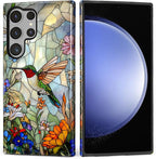 for Samsung Galaxy S23 Ultra Case, Hummingbird Wildflower Stained Glass Pattern by Teonvpu