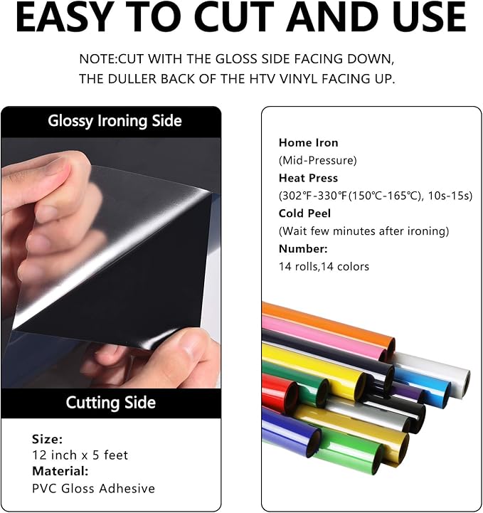 TUMIYA 14 Rolls Heat Transfer Vinyl, HTV Vinyl - Image 3