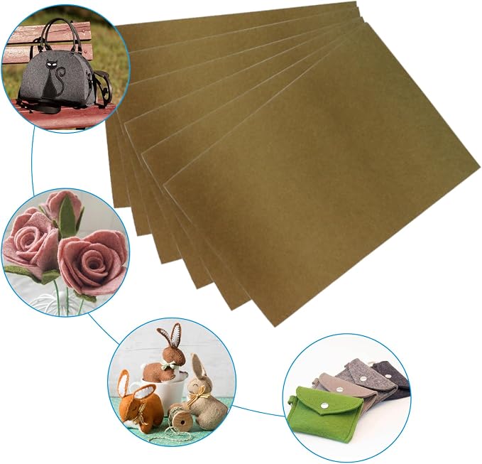 6 Pcs 8 x 12 Inch Brown Felt Sheets, 2mm Thick | Felt Fabric - Image 2
