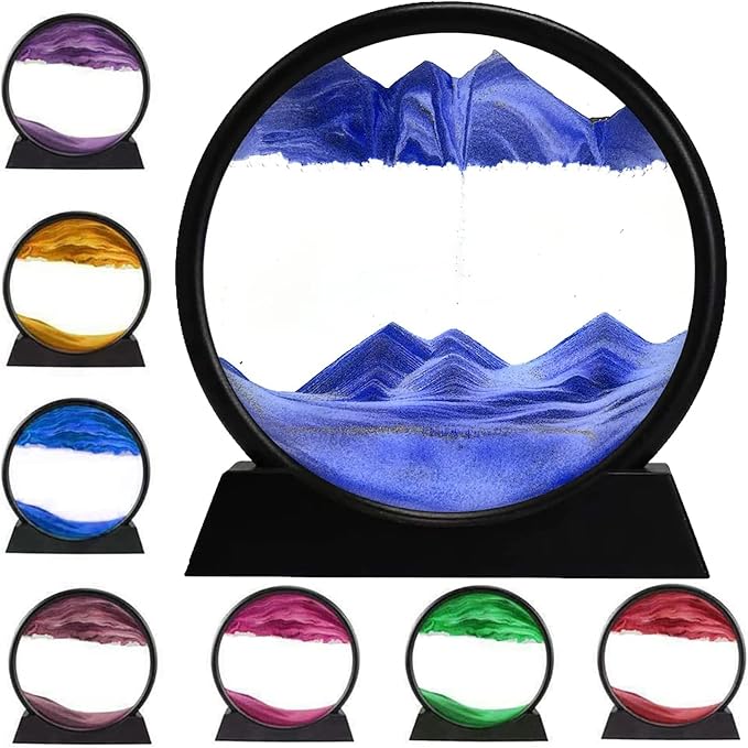 rysnwsu 3D Dynamic Sand Art Liquid Motion, Moving Sand Art Picture Round Glass by rysnwsu