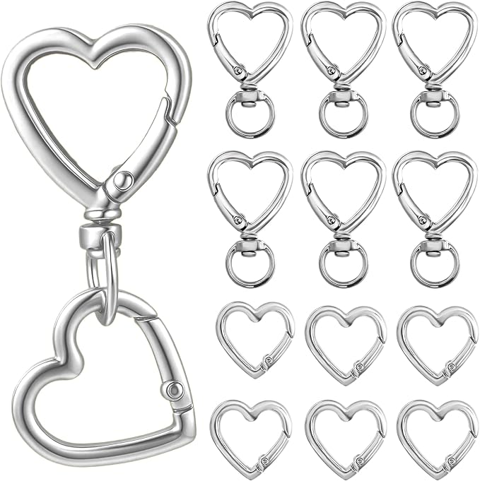 12 Pcs Heart Swivel Spring Clasps，Metal Spring Key Chain Hook Clasps，Clip by Unknown