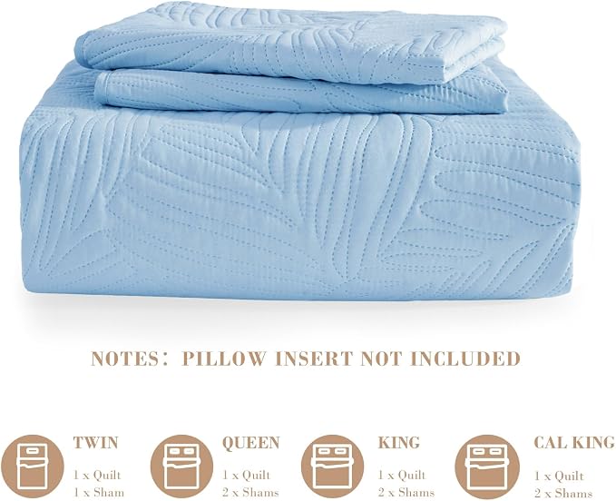 Exclusivo Mezcla California King Quilt Bedding Set, Lightweight Sky Blue Quilts - Image 7