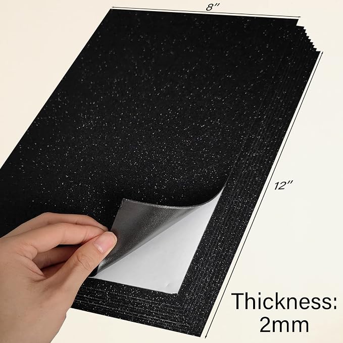 SALEMAR Black Sticky Glitter Foam Sheets - Image 2