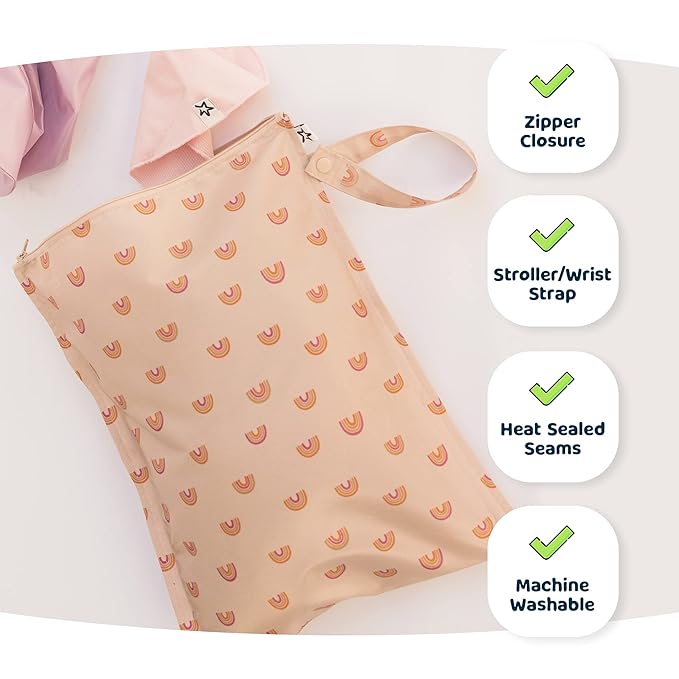 Tiny Twinkle Wet Dry Bag – 2 Pack Reusable Waterproof & Mess Proof Wet Bags for Swimsuits & Travel, Baby Towels & Beach Essentials,a Diaper Bag Must-Have(Rose, Burgundy)