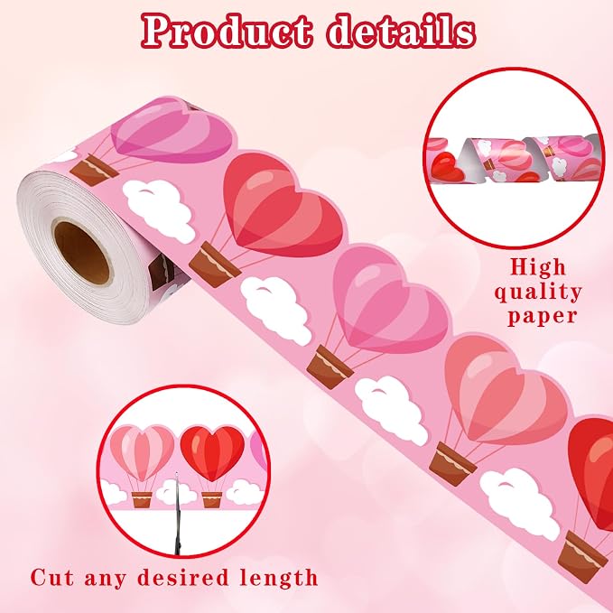 69 Ft Valentine’s Day Heart Hot Air Balloon Bulletin Board Border Love is in - Image 3