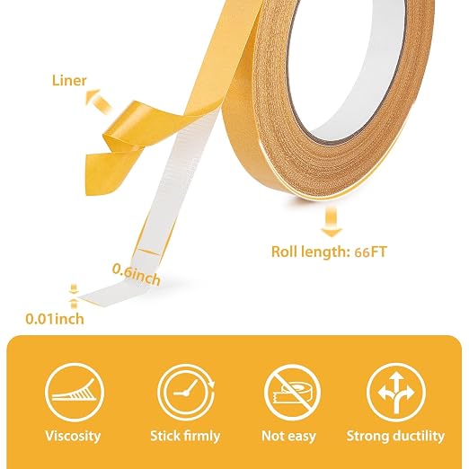 Double Sided Tape, 0.6IN x 66FT Mesh Double Stick Adhesive Tape - Image 5