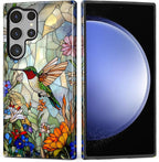 for Samsung Galaxy S24 Ultra Case, Hummingbird Wildflower Stained Glass Pattern - Image 3