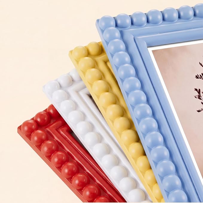 4 Pack 5 x 7 Picture Frame, Wood Beaded Boho Photo Frame, Vintage Photo Display - Image 4