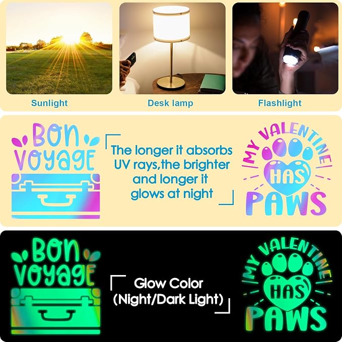 WRAPXPERT Glow in the Dark Permanent Adhesive Vinyl Holographic Iridescent - Image 6