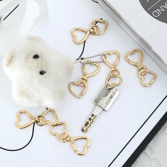 12 Pcs Heart Swivel Spring Clasps，Metal Spring Key Chain Hook Clasps，Clip - Image 5
