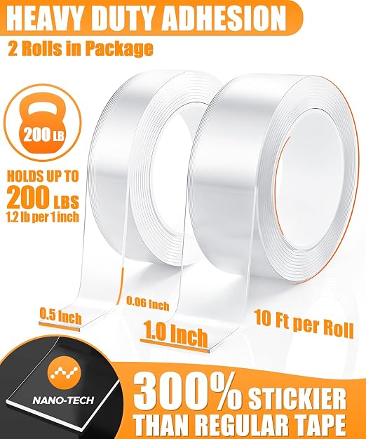 Double Sided Tape Heavy Duty 240", Extra Strong Waterproof Removable Nano - Image 3