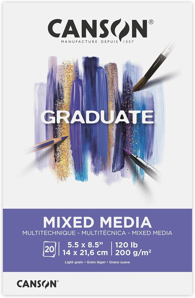 Canson Graduate Mixed Media Pad, 5.5x8.5 inch, 20 Sheets | Artist Paper by Unknown