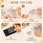 Outus 4 Pcs Stamps for Crafting Words Clear Blessing Sentiment Words Silicone - Image 4